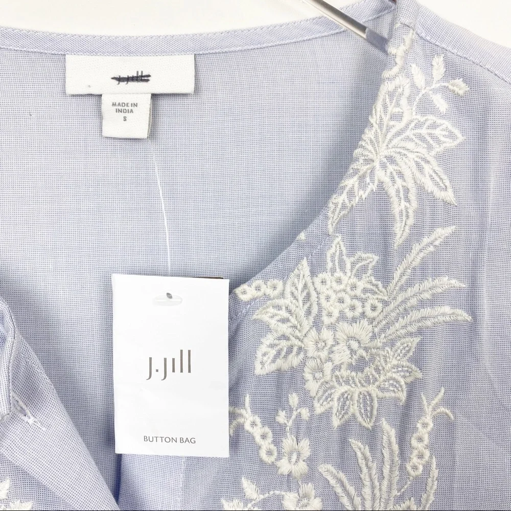 J. Jill Blue Embroidered Long Tunic Dress Small - Picture 5 of 7